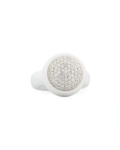 Roberto Demeglio Dama Medium White Ceramic Stretch Ring With Diamonds