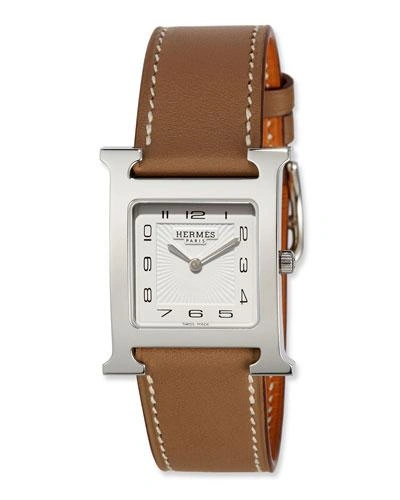 Hermes Heure H Watch, Stainless Steel & Leather Strap