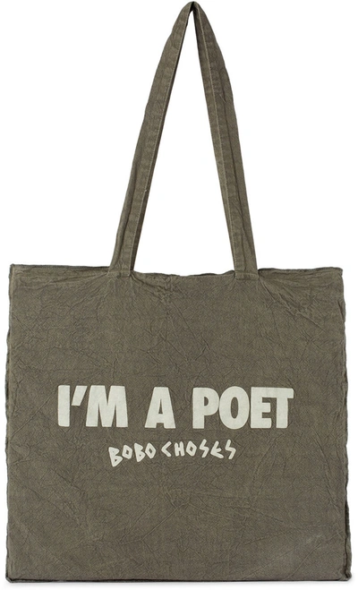 Bobo Choses Kids Grey 'i'm A Poet' Logo Tote In 940 Dark Grey