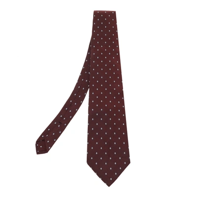 Pre-owned Saint Laurent Burgundy Pattern Silk Jacquard Tie