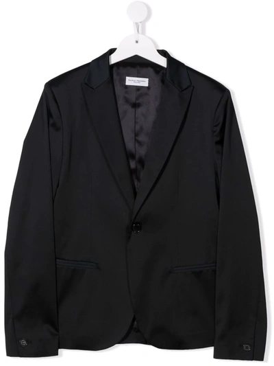 Paolo Pecora Kids' Fitted Single-breasted Blazer In Black