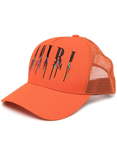 Amiri Paint Drip Core Logo Trucker Hat In Orange | ModeSens