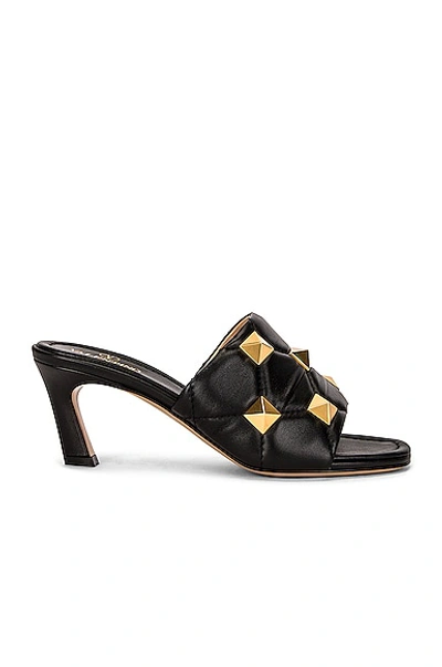 Valentino Garavani Roman Stud 65mm Leather Mules In Black