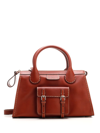 Chloé Edith Large Buffalo Leather Satchel Bag In Sepia Brown