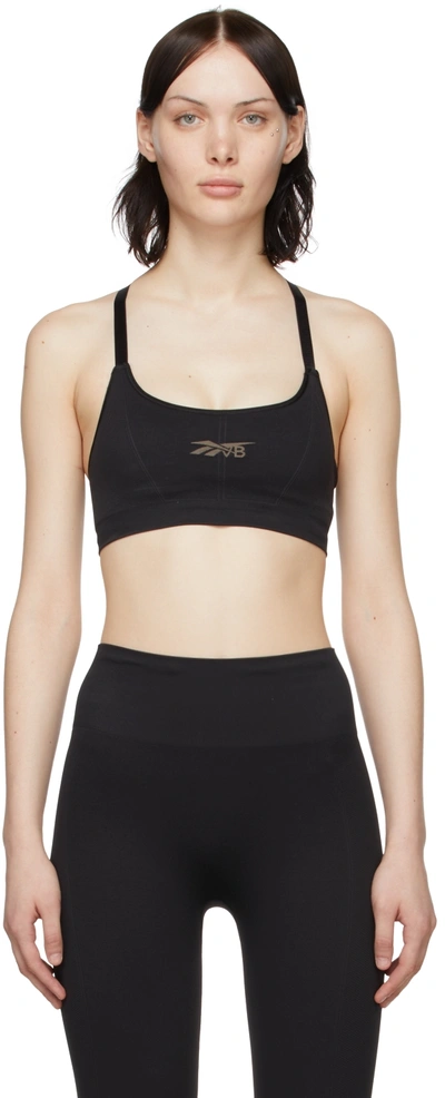 Victoria Beckham Logo-print Padded Stretch-jersey Sports Bra In Black