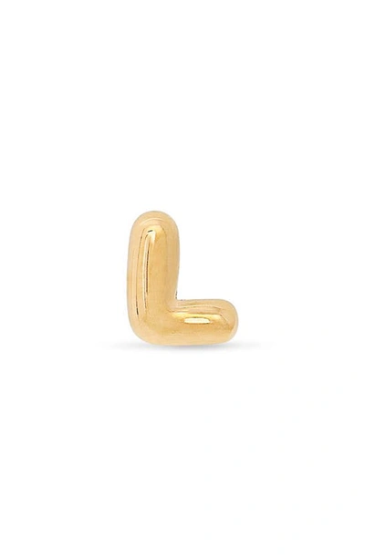 Stone And Strand Mini Bubble Initial Gold Stud Earring In Yellow Gold - L