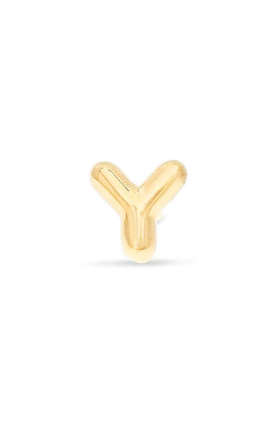 Stone And Strand Mini Bubble Initial Gold Stud Earring In Yellow Gold - Y