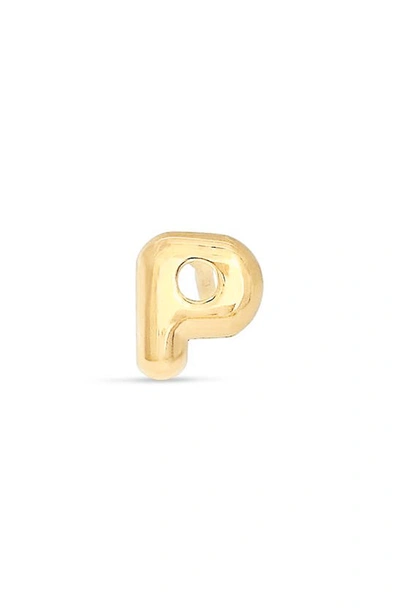 Stone And Strand Mini Bubble Initial Gold Stud Earring In Yellow Gold - P