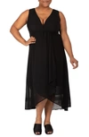 Standards & Practices Faux Wrap Midi Dress In Black