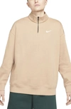 Nike Sportswear Quarter Zip Pullover In Hemp/ White