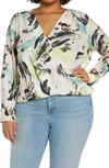 Halogen Cross Front Blouse In Ivory Multi Vivid Strokes