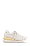Paloma Barceló Alenzon Wedge Sneaker In White/ Gesso-s.yellow
