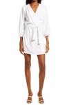 Fraiche By J Long Sleeve Tie Front Dress In White