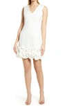 Donna Ricco Cupcake Hem Scuba Sheath Dress In Ivory