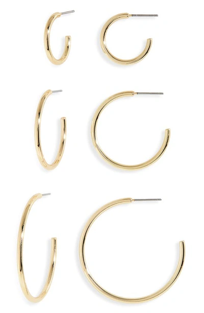 Nordstrom Set Of 3 Wire Hoop Earrings In Gold