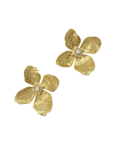 Adornia Faux Pearl Flower Stud Earrings In Gold