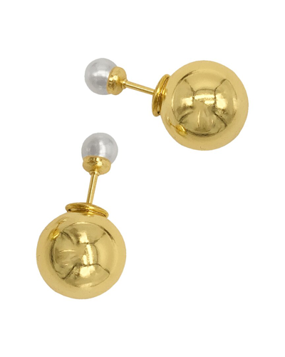 Adornia Spring 2022 14k Yellow Gold Vermeil Imitation Pearl Double Sided Ball Earrings