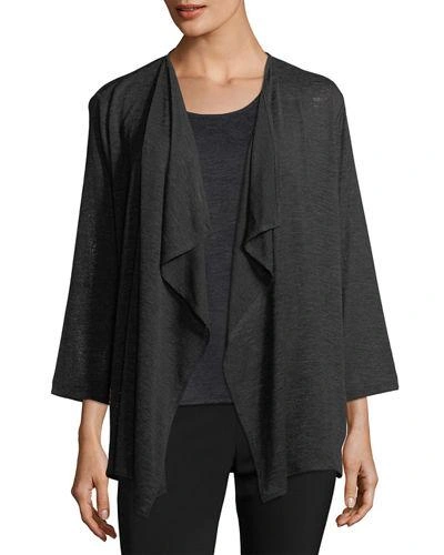 Caroline Rose Plus Size Gauze Knit Draped Jacket In Black