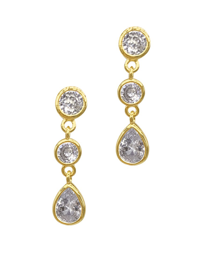 Adornia 14k Gold Plated Bezel Cz Triple Drop Earrings