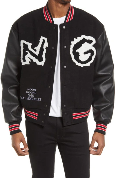 Noon Goons Skyline Varsity Jacket In Black ModeSens