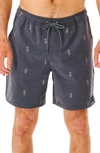 Rip Curl Men's Hula Beach Volley Shorts In Washed Black