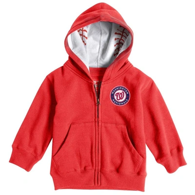 Soft As A Grape Kids' Toddler  Red Washington Nationals Baseball Print Full-zip Hoodie