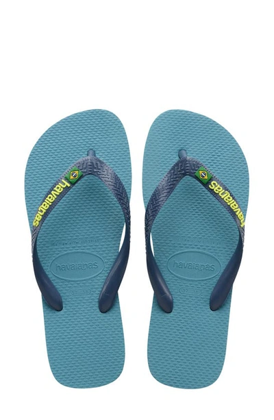 Havaianas Brazil Logo Flip Flop In Nautical Blue