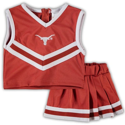 Little King Kids' Girls Toddler Texas Orange Texas Longhorns Two-piece Cheer Set In Burnt Orange