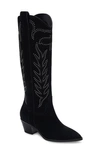Dolce Vita Solei Stud Western Boot In Black Suede