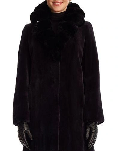 Gorski Sheared Mink Fur Stroller Jacket With Chinchilla Fur Collar In Dark Blue
