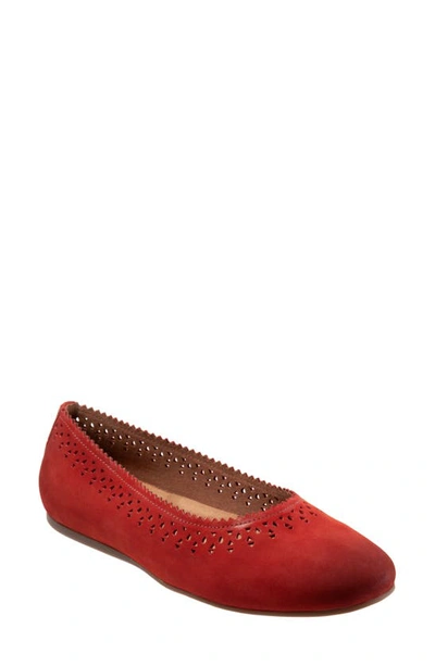 Softwalk Selma Cutout Ballet Flat In Red Nubuck