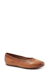 Softwalk Selma Cutout Ballet Flat In Tan Leather