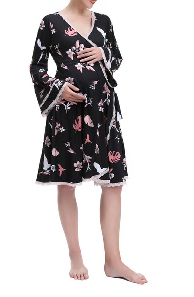 Kimi And Kai Angela Lounge Maternity Robe In Black