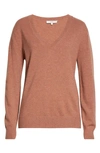 Vince Weekend V-neck Cashmere Sweater In Vnr-vintage Rose