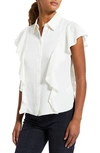 Theory Ruffle Sleeve Silk Blouse In Ivory