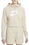 Nike Sportswear Essential Crop Hoodie In Rattan/ White