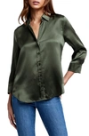 L'agence Dani Silk Charmeuse Blouse In Beetle