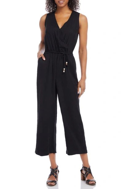 Karen Kane Sleeveless Crop Jumpsuit In Black