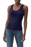 Michael Stars Maya Cotton V-neck Tank In Admiral