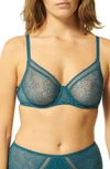 Simone Perele Comete Molded Full Cup Convertible Lace Bra In Mystery Blue