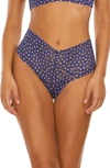 Hanky Panky Print Retro Lace Thong In Square Root