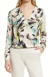 Halogen Cross Front Blouse In Ivory Multi Vivid Strokes