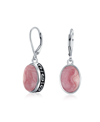 Bling Jewelry Oval Stone Drop Earrings In Pink