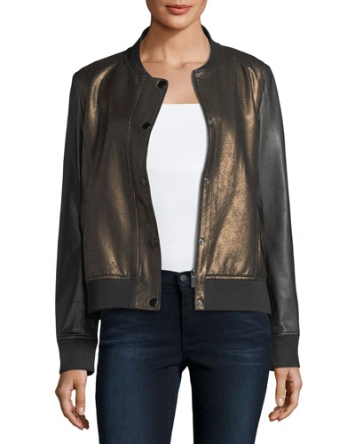 Neiman Marcus Sueded Leather Bomber Jacket