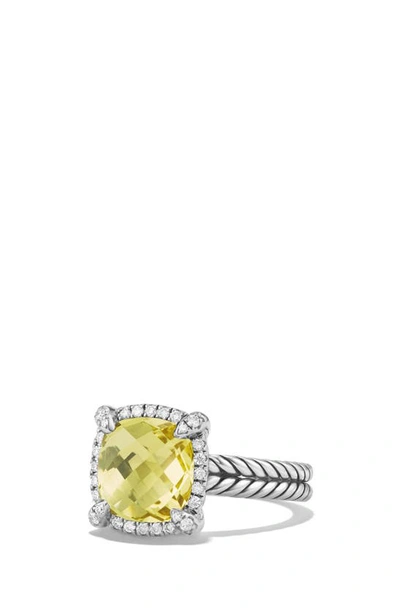 David Yurman Châtelaine Small Pavé Bezel Ring With Diamonds In Lemon Citrine