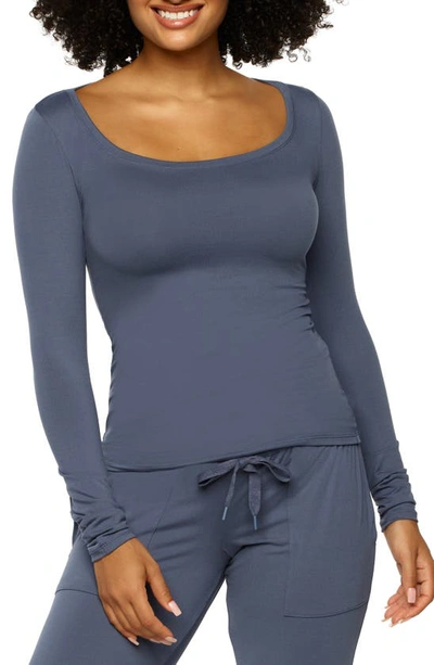 Felina Velvety Soft Scoop Neck Top In Vintage Indigo