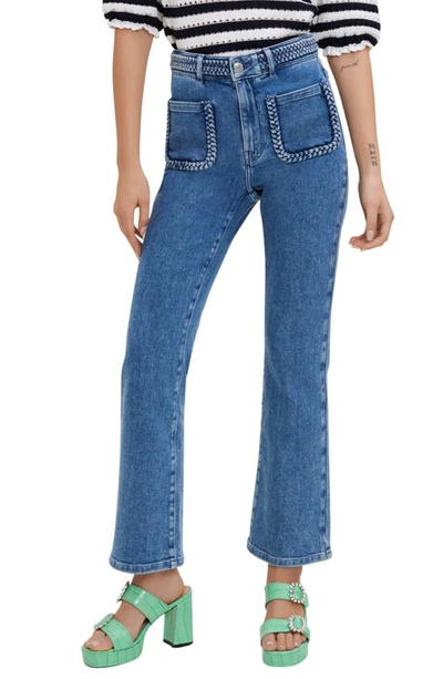 Maje Jeans With Braided Detailing In Blue