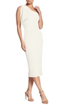 Dress The Population Tiffany One-shoulder Midi Dress In Off White