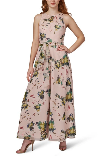 Adrianna Papell Floral Sleeveless Organza Jumpsuit In Pink