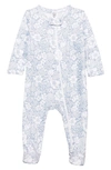 Nordstrom Babies' Print Cotton Footie In Blue Feather Floral Maze